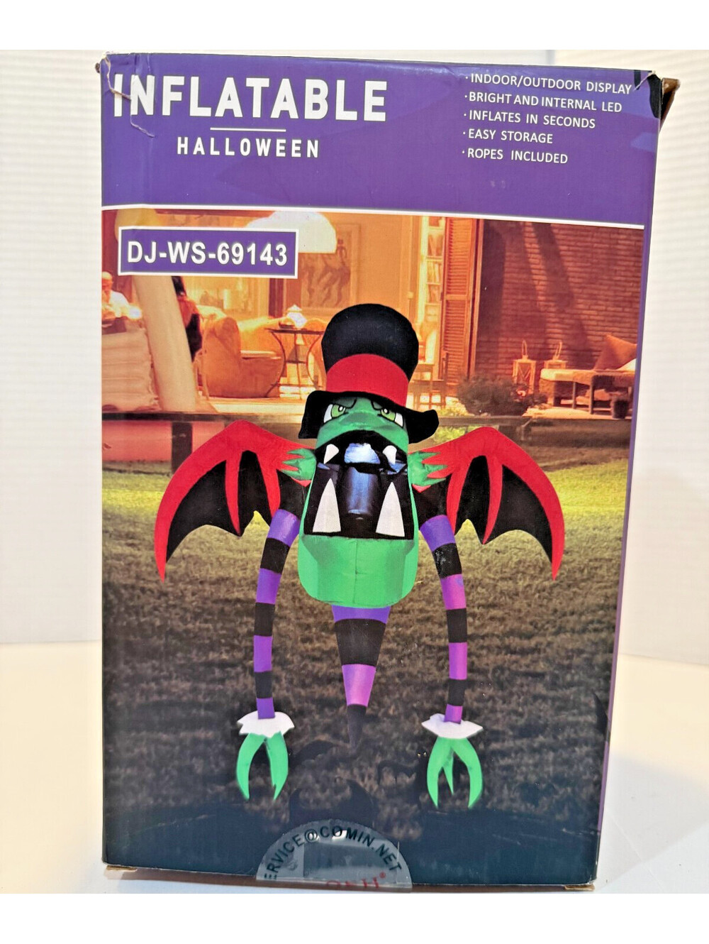 GOOSH Halloween Inflatable 5Ft Monster Bat LED Yard Decor DJ-WS-69143
